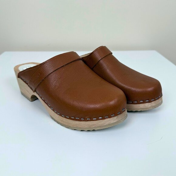 Maguba Swedish Clogs - Brown Leather - Size 38 - Classic Style - Picture 1 of 8